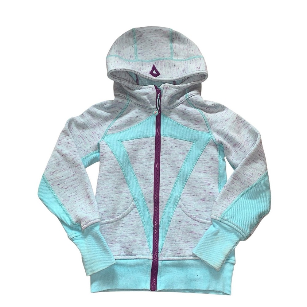Ivivva Lululemon Perfect Yoga Hoodie Mint‎ Blue Purple Girls Size 6 space dye